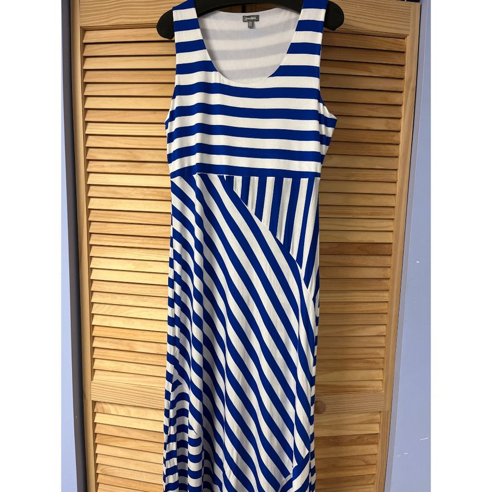 Neiman Marcus Maxi Dress XL 14 16 Blue White Stripe